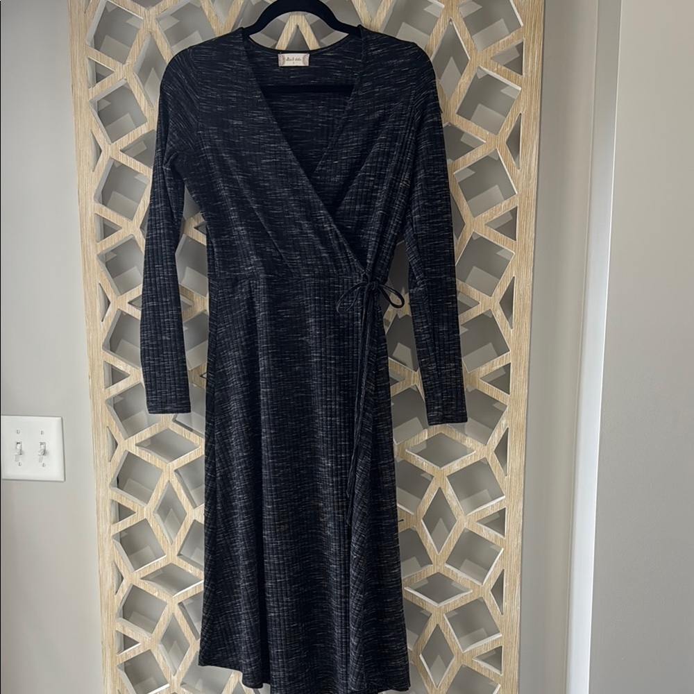 Altar'd State Gray Long Sleeve Wrap Dress